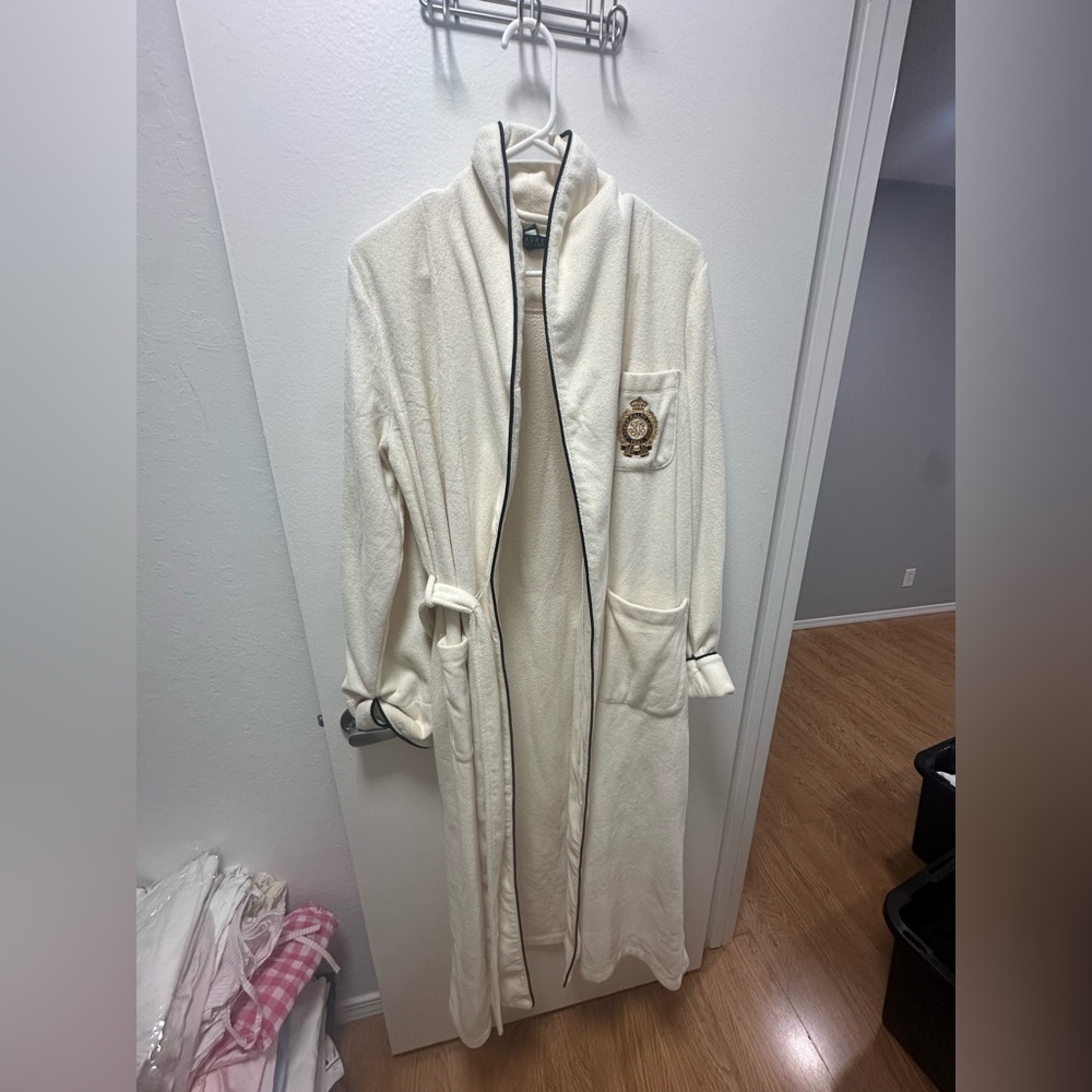 Lauren Ralph Lauren Cream Hooded Robe L